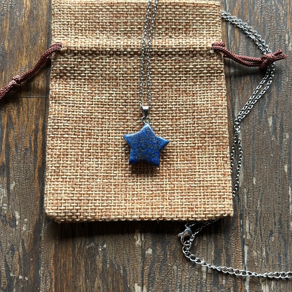 Hand Crafted Jewelry - Lapis Lazuli Star Pendant Lapis Lazuli Necklace Crystal Necklace